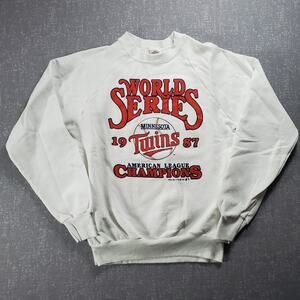 1987 MLB Minnesota Twins World Series Champions White Graphic Crewneck